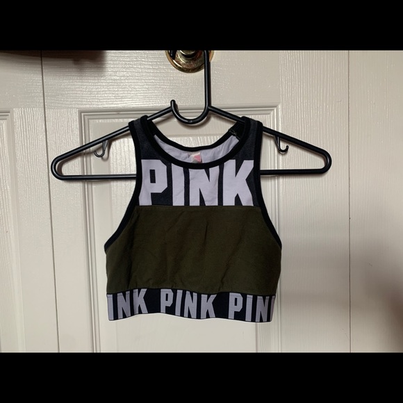 Pink Victoria Secret Green Sports Bra - Picture 1 of 3